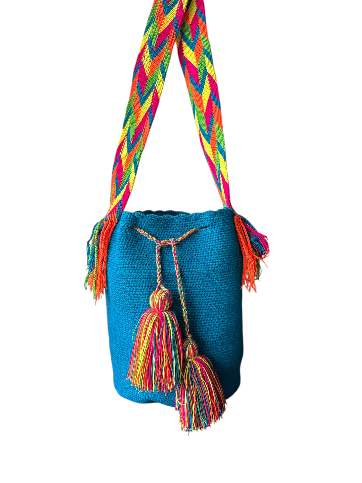 Mochilla turchese manico multicolor