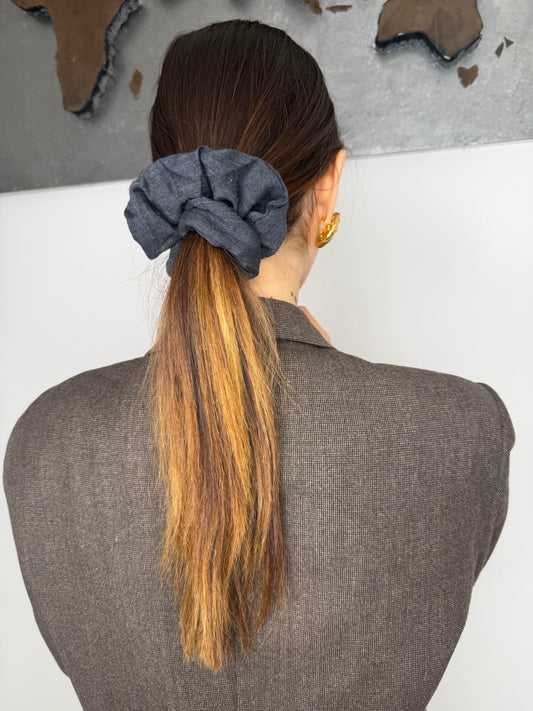 SCRUNCHIES in lino grigio scuro