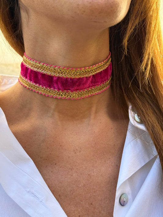 Choker Oro Fucsia