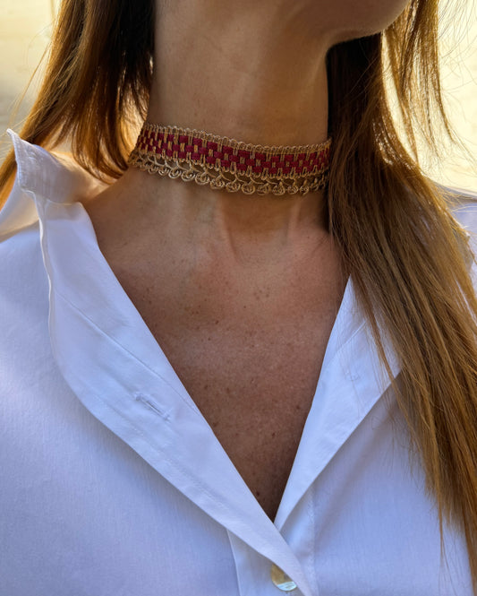 Choker oro e bordeaux